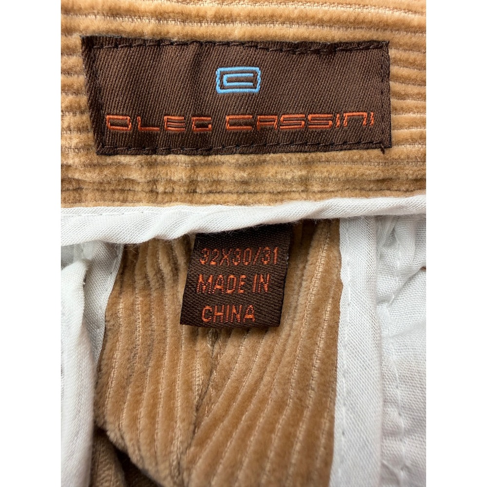 Oleg Cassini Men's 32x30/31 Camel 75% Silk Corduroy Pants NWT Flat Front - Picture 8 of 14